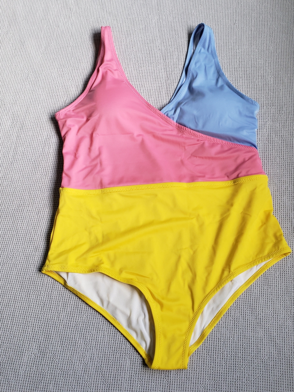 Crane Girls Colorblock One-Piece Swimsuit  Pink, Blue & Yellow XL